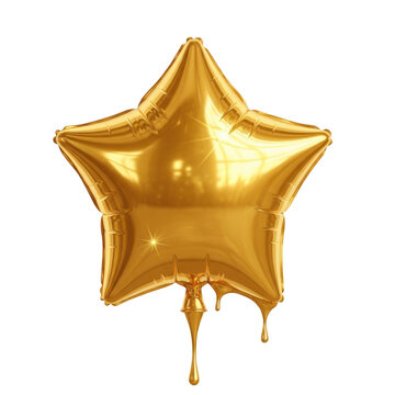 Single shiny gold star balloon for party celebration