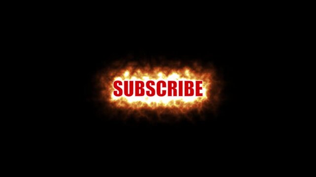 Fiery Burning Red Subscribe Text Button Motion Graphic Animation