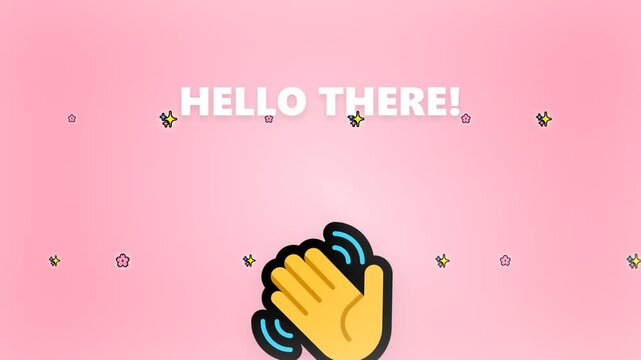 Friendly Hand Waving with Hello Greeting in Playful Digital Style