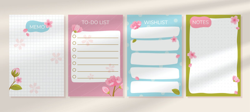 Colorful floral stationery set with to-do lists