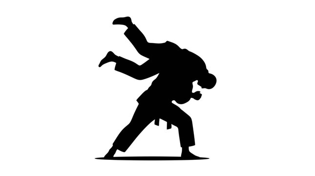 Silhouette of judo athlete performing a throw