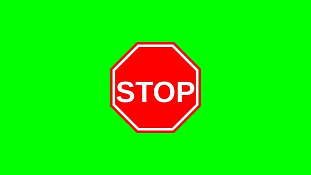 Green Screen Red Octagon Stop Sign Road Symbol