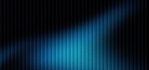 Fototapeta premium Futuristic blue neon light streaks on dark vertical ribbed texture background. Abstract glowing cyan lines on black corrugated surface. Modern tech backdrop for digital marketing and banners.