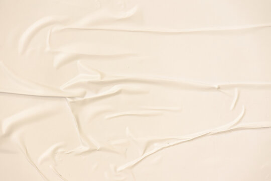 Paper wrinkled texture. Transparent glued poster template.