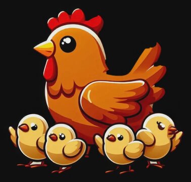 Hen and chicken baby cute illustration animals concept