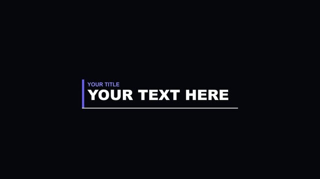 Professional Minimalist Lower Third Graphic Animation with Customizable Text for Video Media Overlay