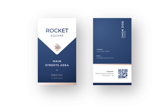 Modern Vertical Business Card Template with Vertical Name Layout &ndash; Blue and White Corporate Design &ndash; EPS CMYK
