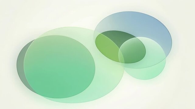 Abstract overlapping translucent green and blue oval shapes on light background