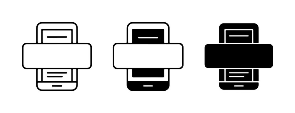 Mobile phone scanning icons set, smartphone barcode reader vector symbols, digital scanner app interface elements for mobile commerce