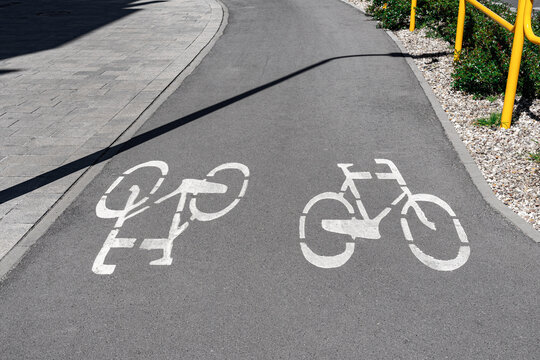 Urban Bike Lane with Painted Direction Arrows