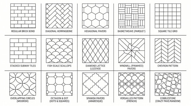 Landscape Architecture CAD Hatch Pattern Set with Grass Water and Stone Wall Textures