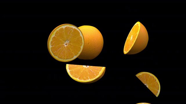 Oranges fountain &ndash; 3d render with alpha channel.