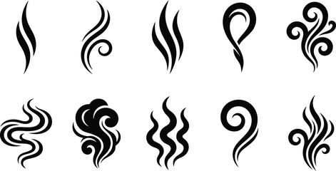 Black smoke and steam icons set vector illustration © Hasan