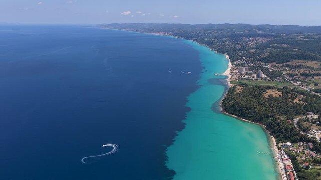 Turquoise Mediterranean coastline and sandy beaches stretching