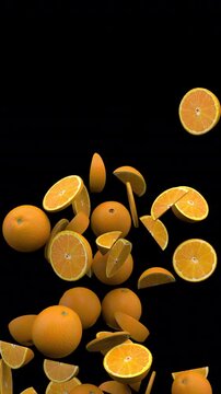 Oranges fountain &ndash; 3d render with alpha channel.