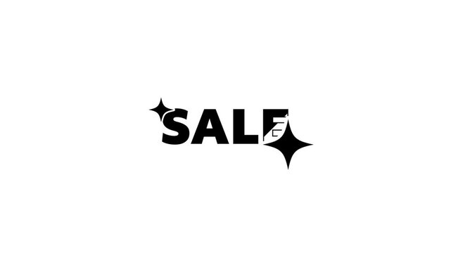 Sale text with sparkle marks icon animation isolated on white background