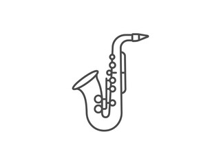 Naklejka premium Musical instrument saxophone outline icon vector