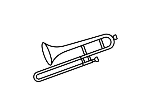 Musical instrument trombone outline icon simple graphic design