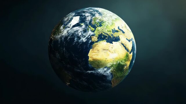 A detailed of the world map highlighting Africa and Europe set against a cosmic background.
