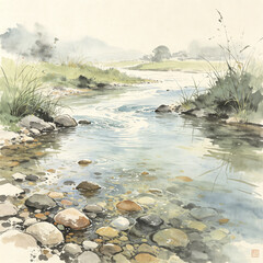 Naklejka premium the river in the mountains