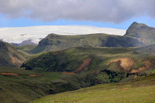 Myrdalsj&ouml;kull is a plateau glacier in southern Iceland-It covers the caldera of Katla volcano