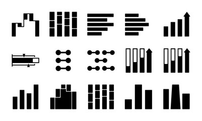 Obraz premium Modern Data Visualization Icons, Business Growth Charts, Analytics Bar Graphs, Vector Set for Reports and Presentations