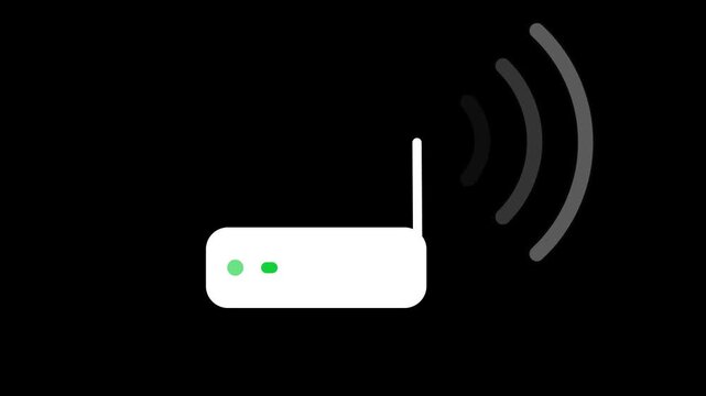 Wireless Router Broadcasting Signal with Antennas and Lights.