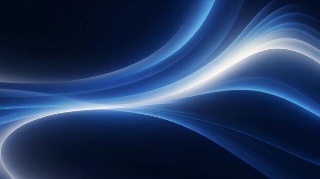 Abstract blue and white flowing curved lines creating a smooth gradient background