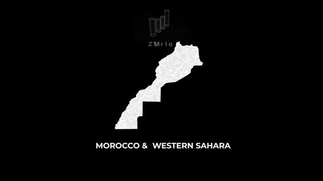 Morocco & western Sahara Guinea technology map with animated charts, graphs, statistics, and analytics showcasing economy, infrastructure, innovation, population, trade