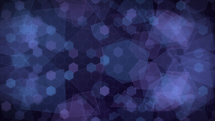 Obraz premium Abstract geometric technology background with blue and purple hexagons