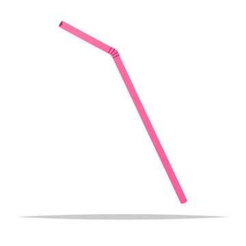 Pink drinking straw vector isolated illustration