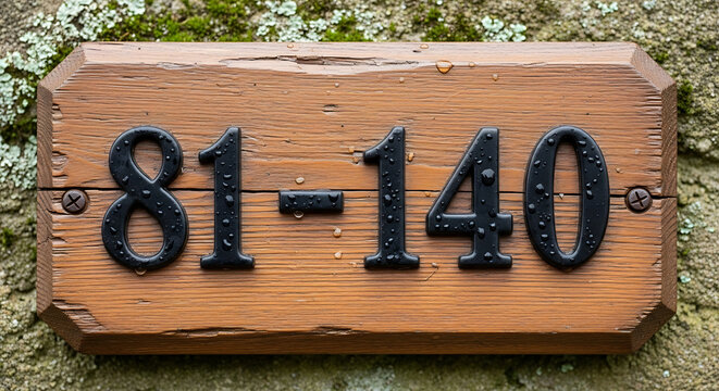 Old wooden sign with numbers 81 to 140