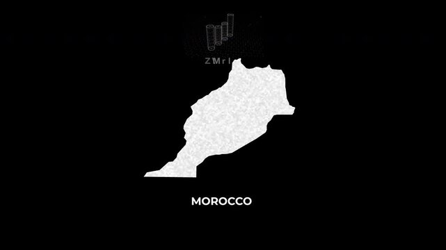 Morocco technology map with animated charts, graphs, statistics, and analytics showcasing economy, infrastructure, innovation, population, trade, energy, and national development