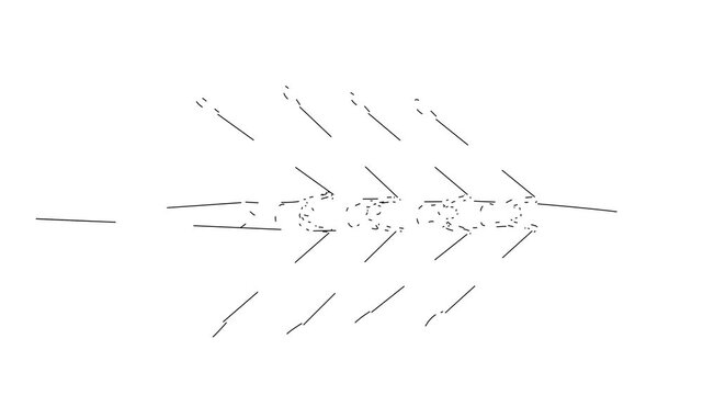 people canoe kayak group together water summer activity sport overhead view one line art 2d video animation motion