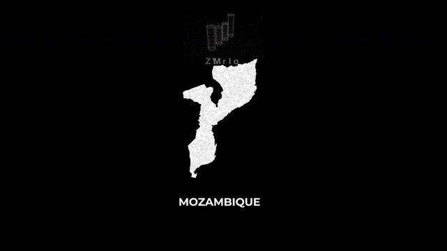 Mozambique technology map with animated charts, graphs, statistics, and analytics showcasing economy, infrastructure, innovation, population, trade, energy, and national development