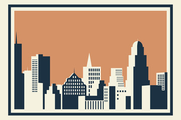 Obraz premium Baton Rouge skyline poster with minimalist architectural silhouette of Louisiana's capital city, retro background. Vector graphic design for postcard, print, travel arts