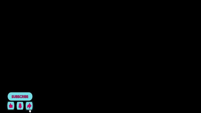 Animated Subscribe Button bottom left position transparent background, simply overlays onto your project without extra editing steps.