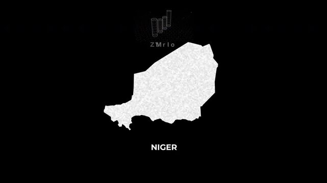 Niger technology map with animated charts, graphs, statistics, and analytics showcasing economy, infrastructure, innovation, population, trade, energy, and national development