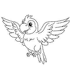Cute cockatoo bird flying forward in dotted outline vector illustration style design. © The Creative Idea