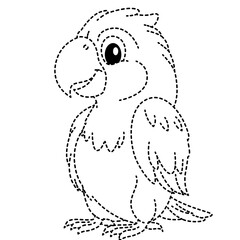 Cute standing cockatoo bird in dotted outline cartoon vector illustration style design. © The Creative Idea
