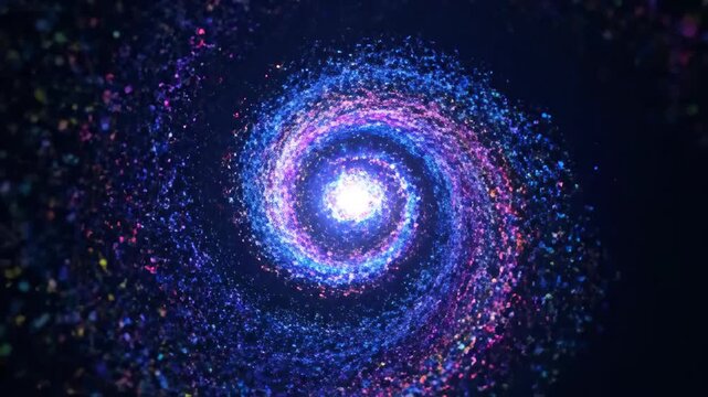 Particle light effect rotating background material, starry sky particle vortex dynamic back