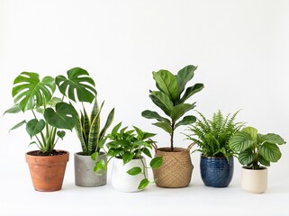 Fototapeta premium houseplants, potted plants, monstera, snake plant, indoor plants, green foliage