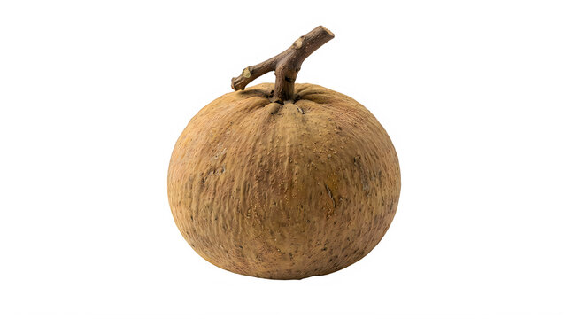 Fresh whole santol fruit with brown skin isolated on transparent background