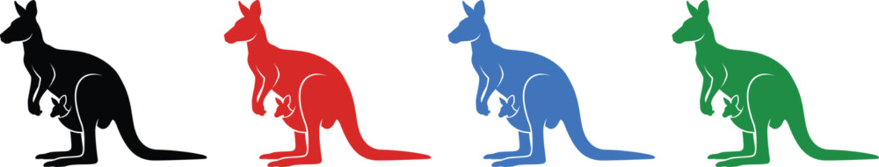 Kangaroo jumping across outback with joey in pouch for australia day celebration vector illustration. © Hiro's design