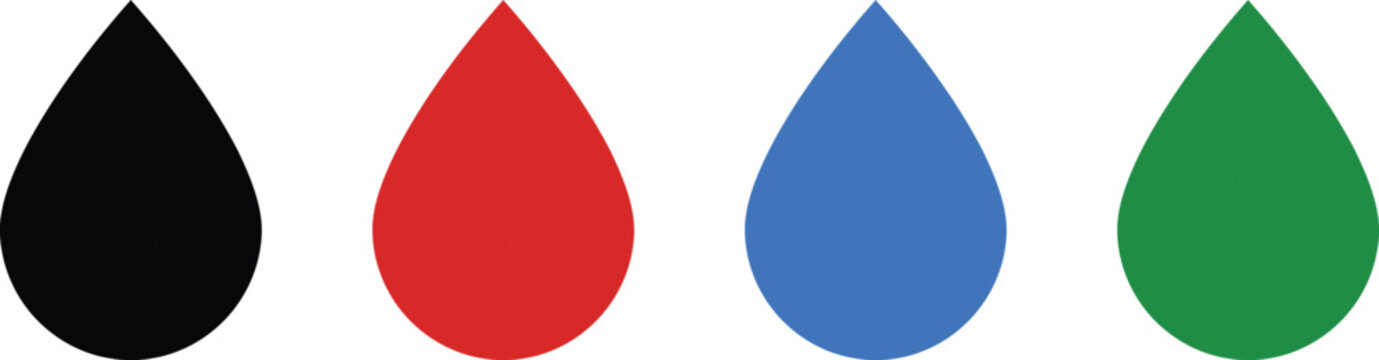 Collection of vibrant liquid teardrop shapes in various colors vector illustration.
