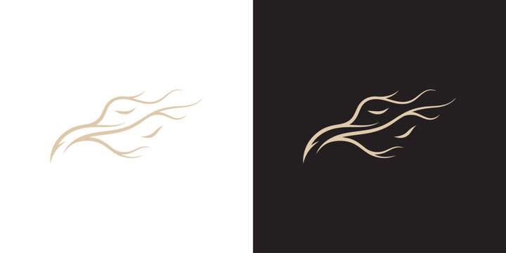 Elegant Abstract Eagle Head Line Art Logo Design Featuring Minimalist Flowing Strokes for Luxury Brand Identity