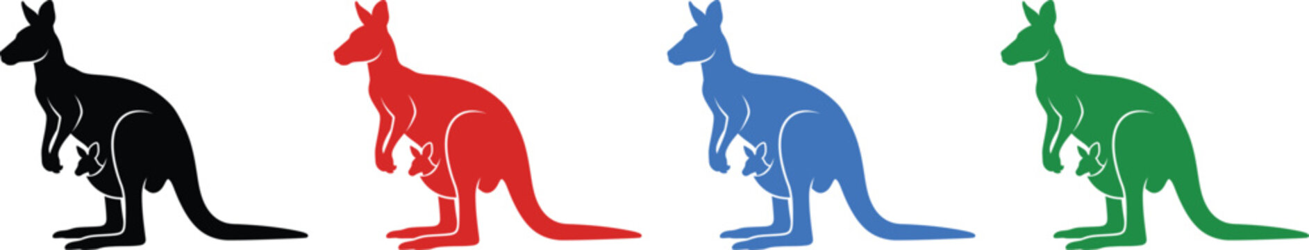 Kangaroo jumping across outback with joey in pouch for australia day celebration vector illustration.