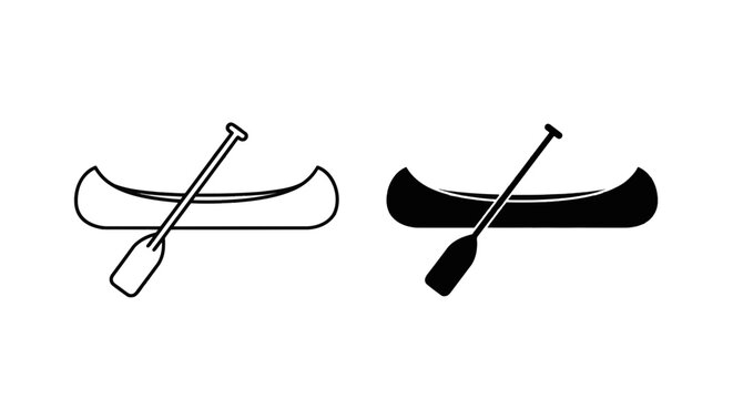 Vector illustration of canoe and paddle icon on a transparent background