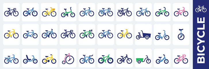 Collection of Bicycle Icons and Types © Ember