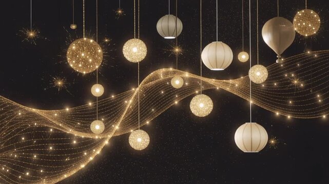 Defocused bokeh lights with drifting glowing circles in motion create an elegant festive abstract motion background.